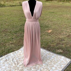 ASOS blush colored sleeveless pleated formal dress. Size 2.